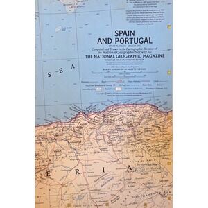 National Geographic Map Spain And Portugal March 1965